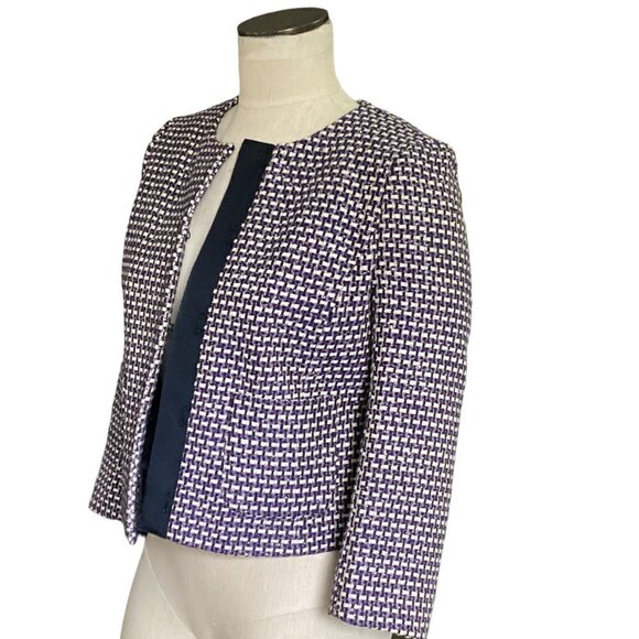 J. Crew Style 96539 Navy Tweed Jacket Sz 2 #164F - Picture 6 of 11